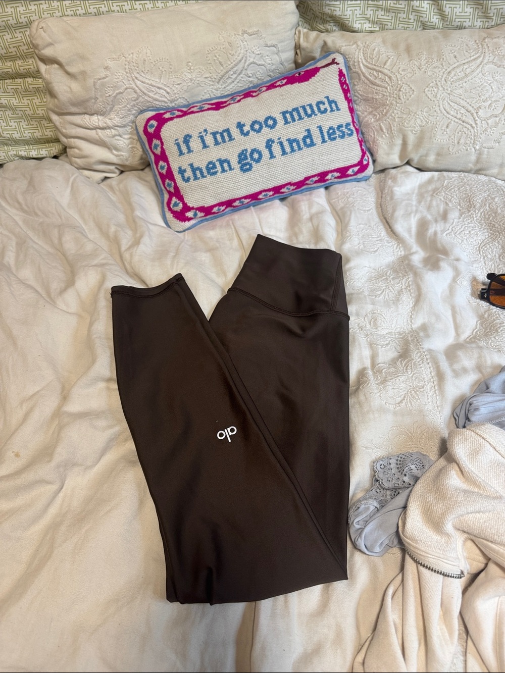 ALO Yoga Brown Leggings with White Logo